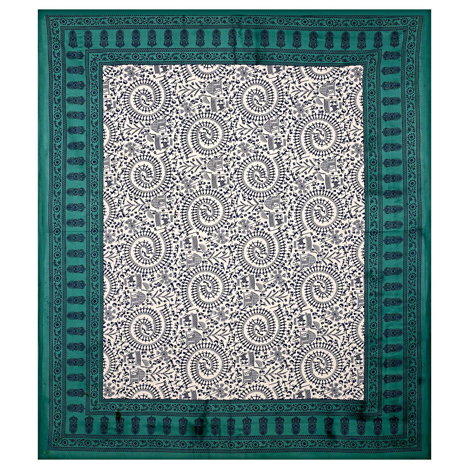 Rajasthani Traditionally Printed Cotton Doublebed Bedsheet With Pack of 2 Pillow Covers - Image 2