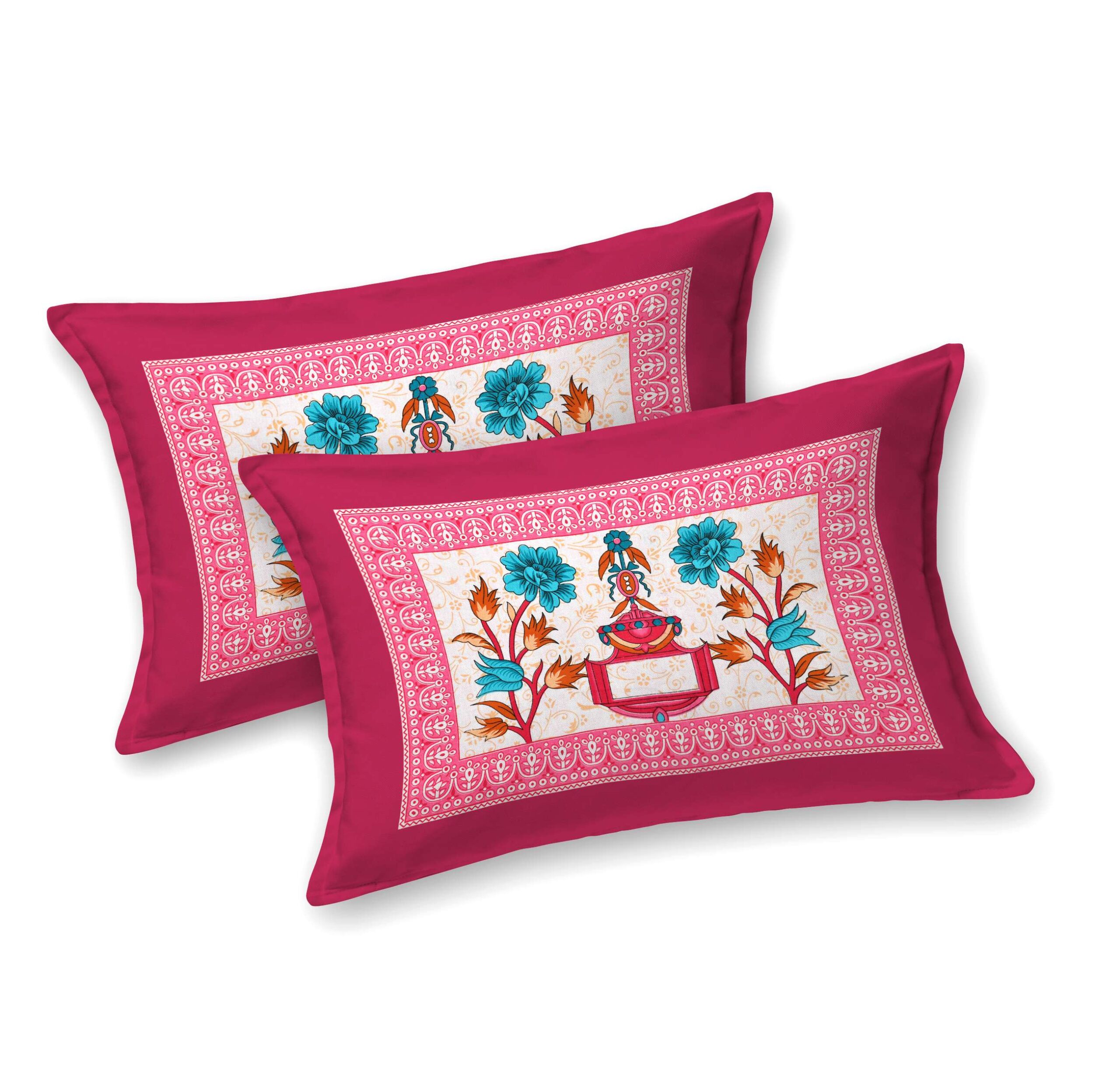 Rajasthani Traditionally Printed Cotton Doublebed Bedsheet With Pack of 2 Pillow Covers - Image 2