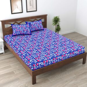 Rajasthani Traditionally Printed Cotton Doublebed Bedsheet With Pack of 2 Pillow Covers