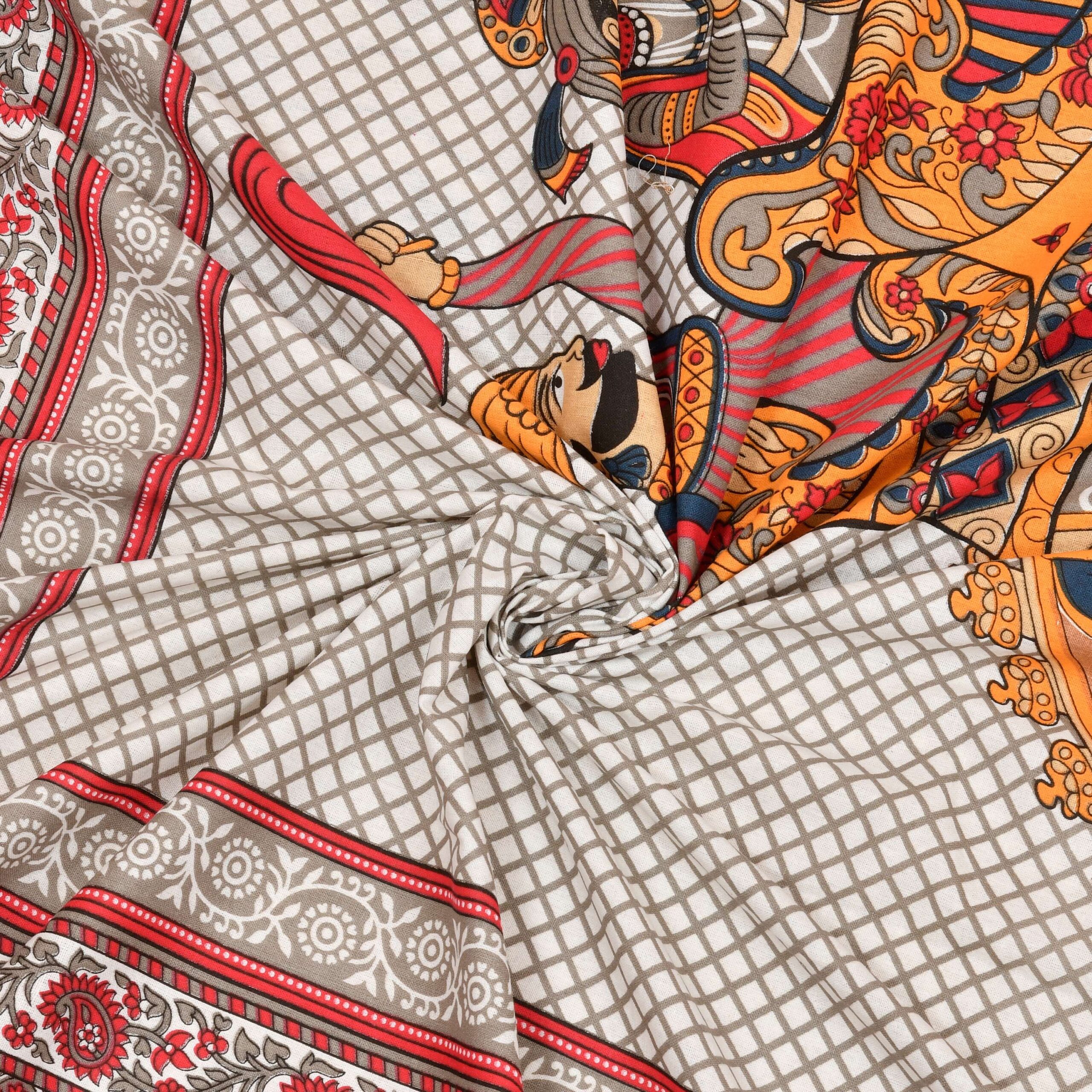 Rajasthani Traditionally Printed Cotton Doublebed Bedsheet With Pack of 2 Pillow Covers - Image 5