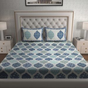 Rajasthani Traditionally Printed Cotton Doublebed Bedsheet With Pack of 2 Pillow Covers